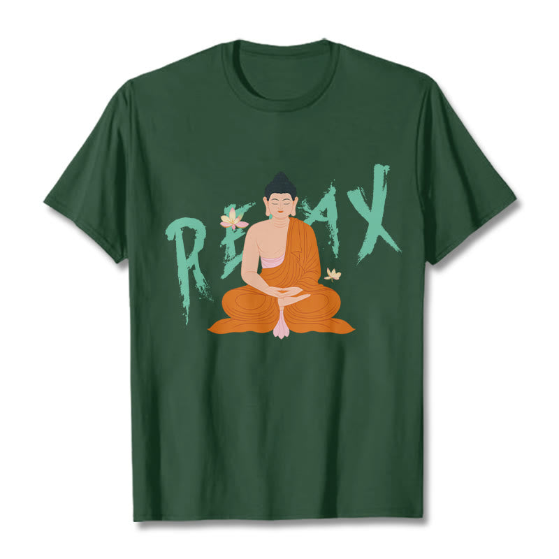 Buddha Stones RELAX Lotus Buddha Tee T-shirt - ForestGreen - 2XL - image 10