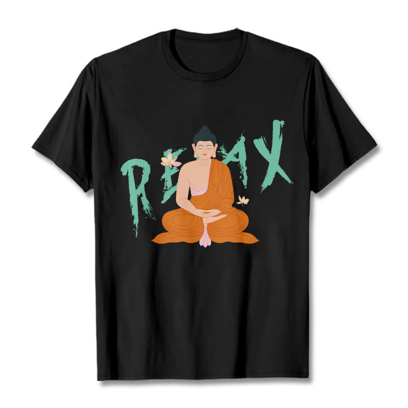 Buddha Stones RELAX Lotus Buddha Tee T-shirt - Black - 2XL - image 1