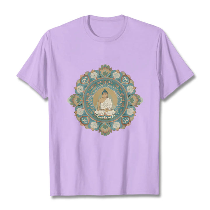 Buddha Stones Mandala Flower Buddha Tee T-shirt - Plum - 2XL - image 16