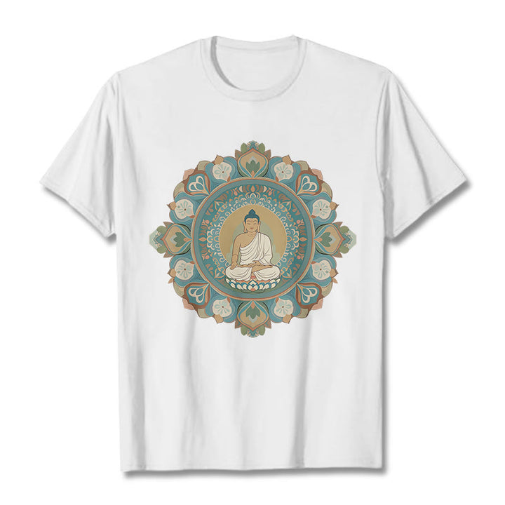 Buddha Stones Mandala Flower Buddha Tee T-shirt - White - 2XL - image 3