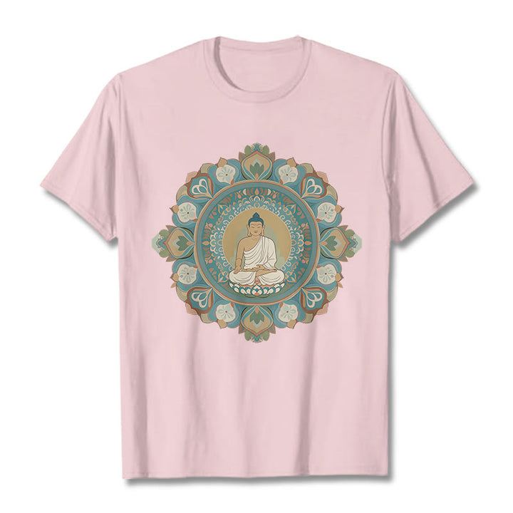 Buddha Stones Mandala Flower Buddha Tee T-shirt - LightPink - 2XL - image 14