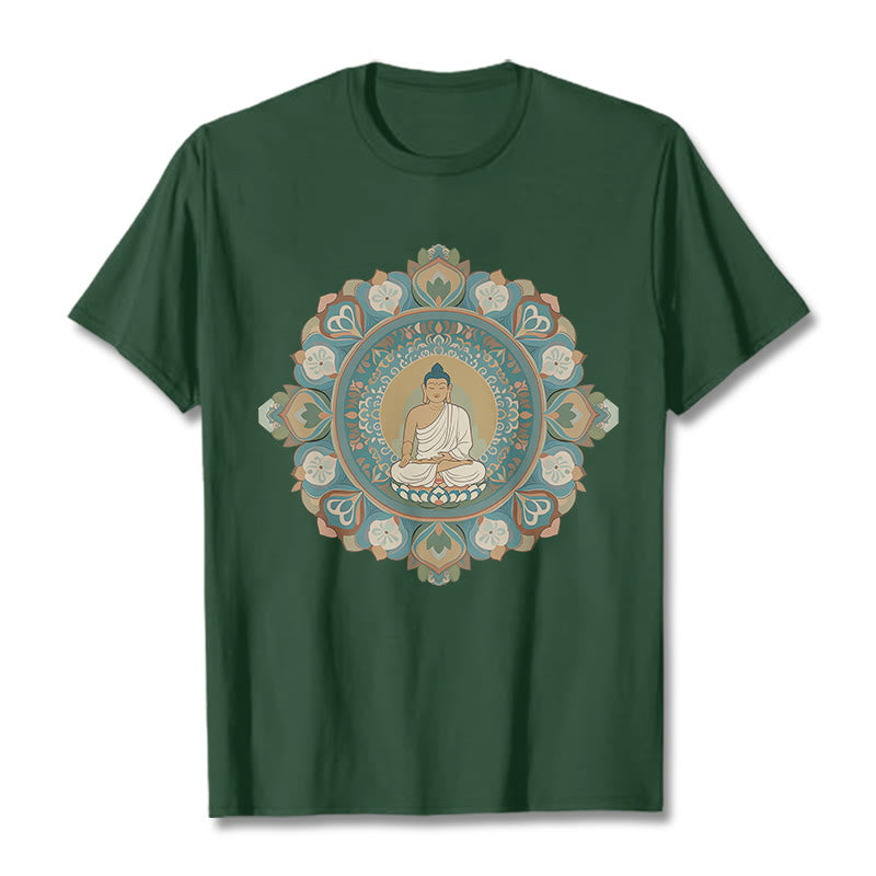 Buddha Stones Mandala Flower Buddha Tee T-shirt - ForestGreen - 2XL - image 12