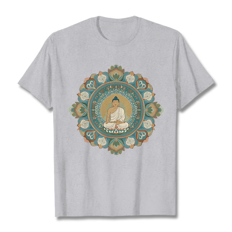 Buddha Stones Mandala Flower Buddha Tee T-shirt - LightGrey - 2XL - image 19