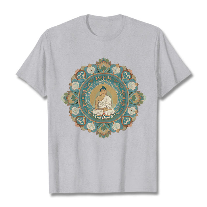 Buddha Stones Mandala Flower Buddha Tee T-shirt - LightGrey - 2XL - image 19