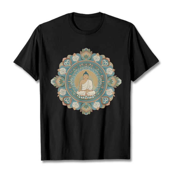 Buddha Stones Mandala Flower Buddha Tee T-shirt - Black - 2XL - image 6