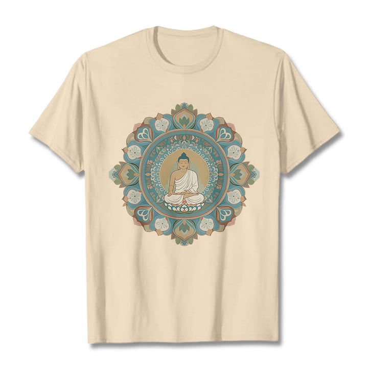 Buddha Stones Mandala Flower Buddha Tee T-shirt - Bisque - 2XL - image 10