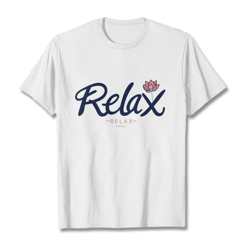 Buddha Stones RELAX Lotus Tee T-shirt - White - 2XL - image 2