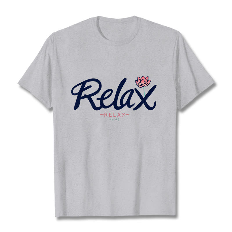 Buddha Stones RELAX Lotus Tee T-shirt - LightGrey - 2XL - image 18