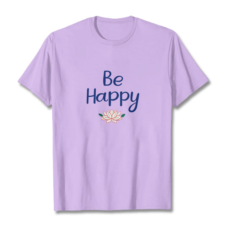 Buddha Stones Be Happy Lotus Tee T-shirt - Plum - 2XL - image 16