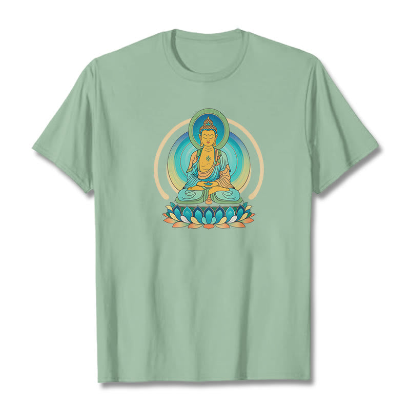 Buddha Stones Lotus Buddha Tee T-shirt - PaleGreen - 2XL - image 14