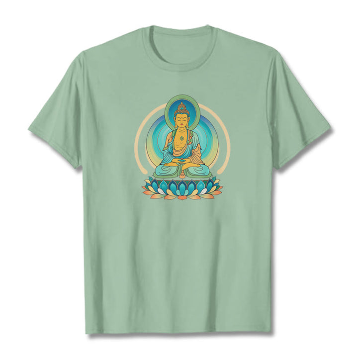 Buddha Stones Lotus Buddha Tee T-shirt - PaleGreen - 2XL - image 14