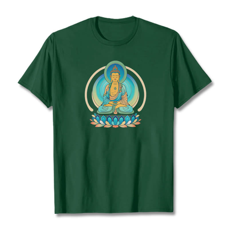 Buddha Stones Lotus Buddha Tee T-shirt - ForestGreen - 2XL - image 10