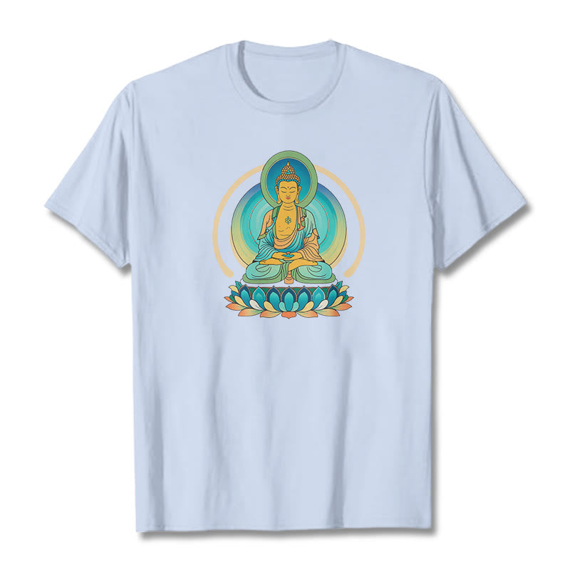 Buddha Stones Lotus Buddha Tee T-shirt - LightCyan - 2XL - image 18