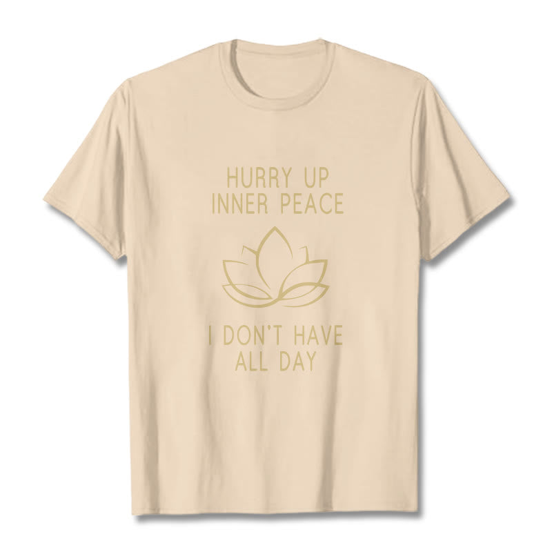 Buddha Stones HURRY UP INNER PEACE Tee T-shirt - Bisque - Lotus - XXL - image 4