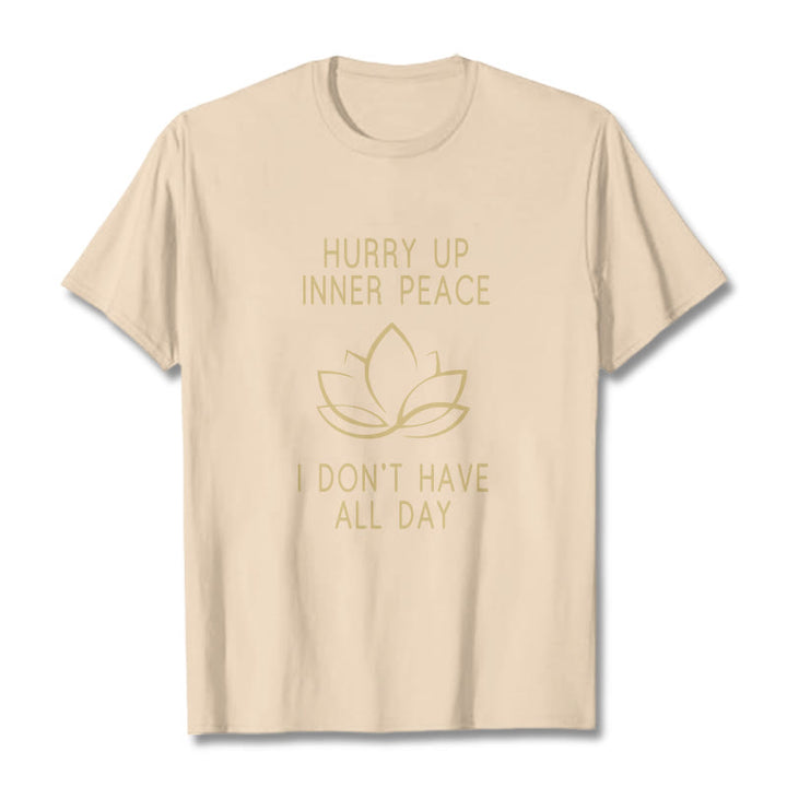 Buddha Stones HURRY UP INNER PEACE Tee T-shirt - Bisque - Lotus - XXL - image 4