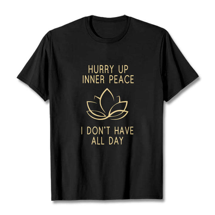 Buddha Stones HURRY UP INNER PEACE Tee T-shirt - Black - Lotus - XXL - image 3