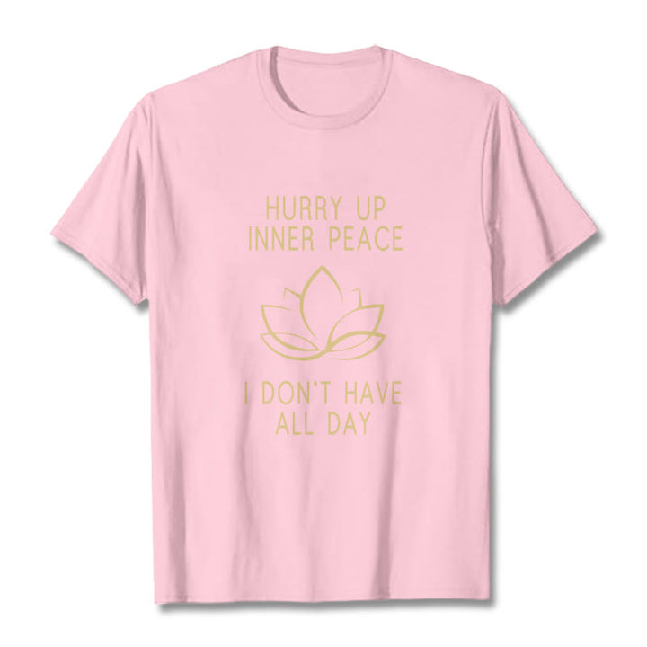 Buddha Stones HURRY UP INNER PEACE Tee T-shirt - LightPink - Lotus - XXL - image 6