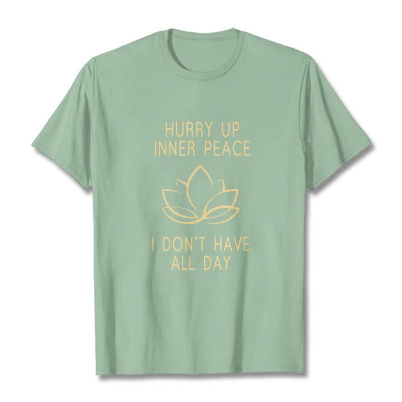 Buddha Stones HURRY UP INNER PEACE Tee T-shirt - PaleGreen - Lotus - XXL - image 7