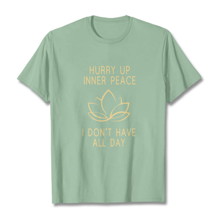 Buddha Stones HURRY UP INNER PEACE Tee T-shirt - PaleGreen - Lotus - XXL - image 7