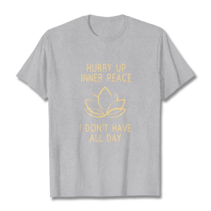 Buddha Stones HURRY UP INNER PEACE Tee T-shirt - LightGrey - Lotus - XXL - image 1