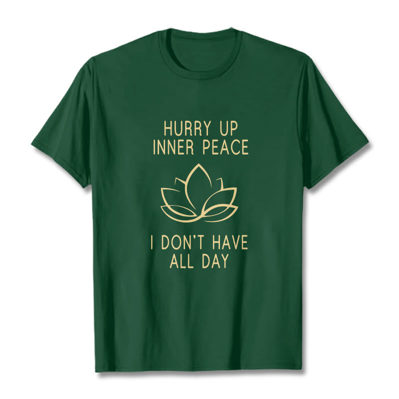 Buddha Stones HURRY UP INNER PEACE Tee T-shirt - ForestGreen - Lotus - XXL - image 5