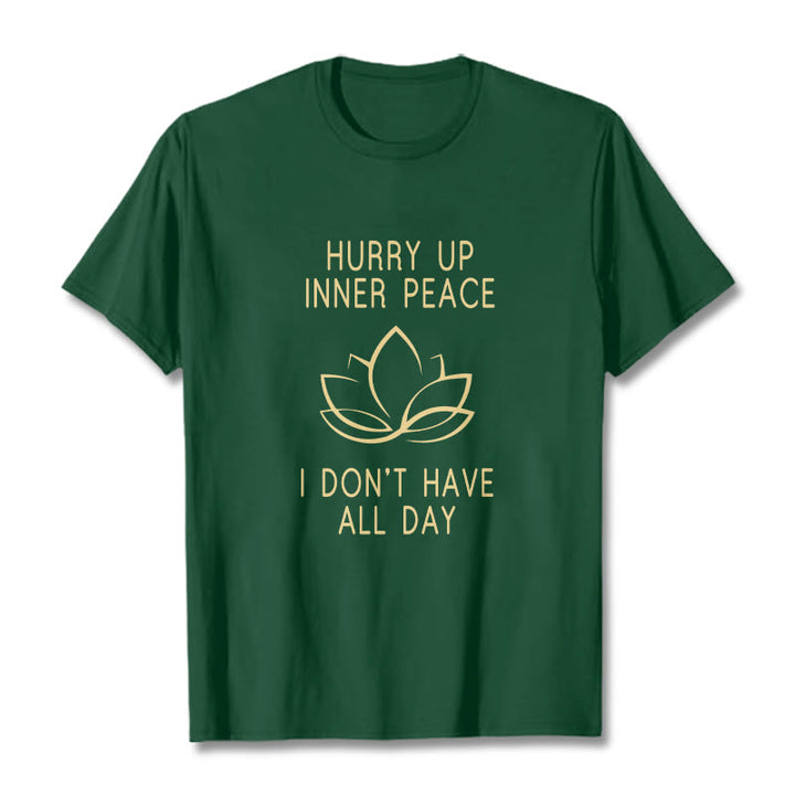 Buddha Stones HURRY UP INNER PEACE Tee T-shirt - ForestGreen - Lotus - XXL - image 5