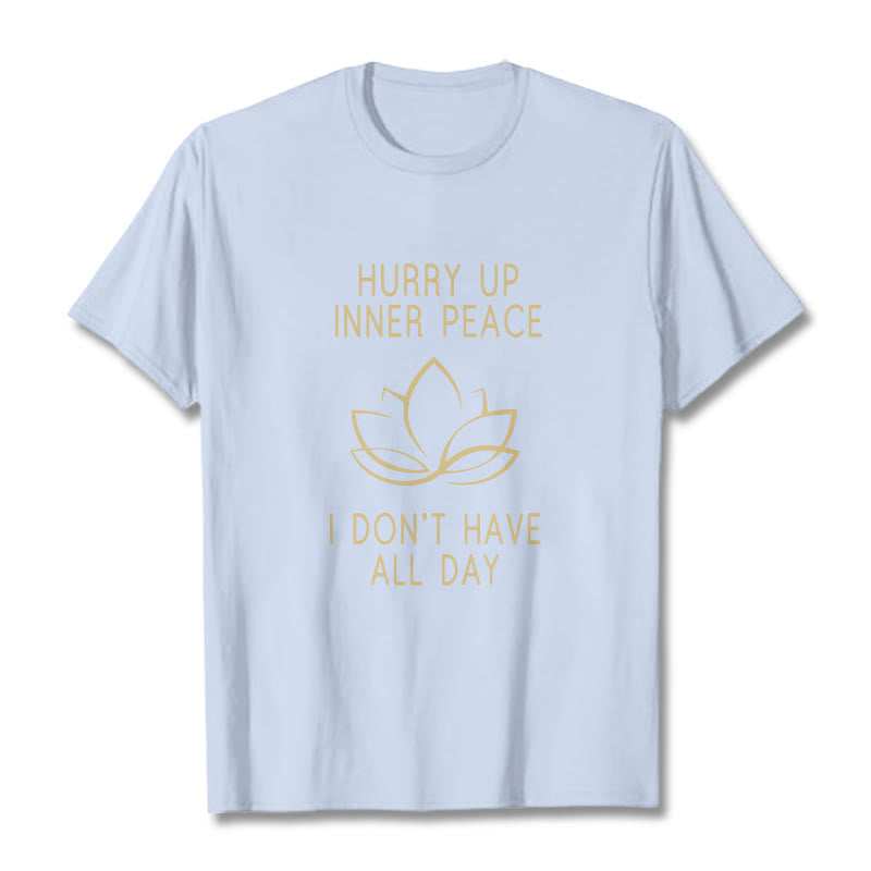 Buddha Stones HURRY UP INNER PEACE Tee T-shirt - LightCyan - Lotus - XXL - image 9