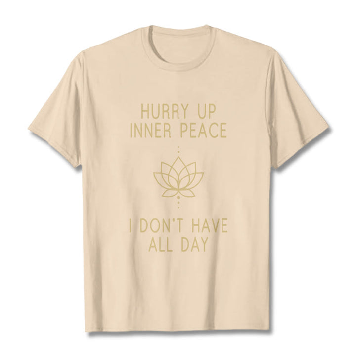 Buddha Stones HURRY UP INNER PEACE Tee T-shirt - Bisque - Lotus Lines - XXL - image 13