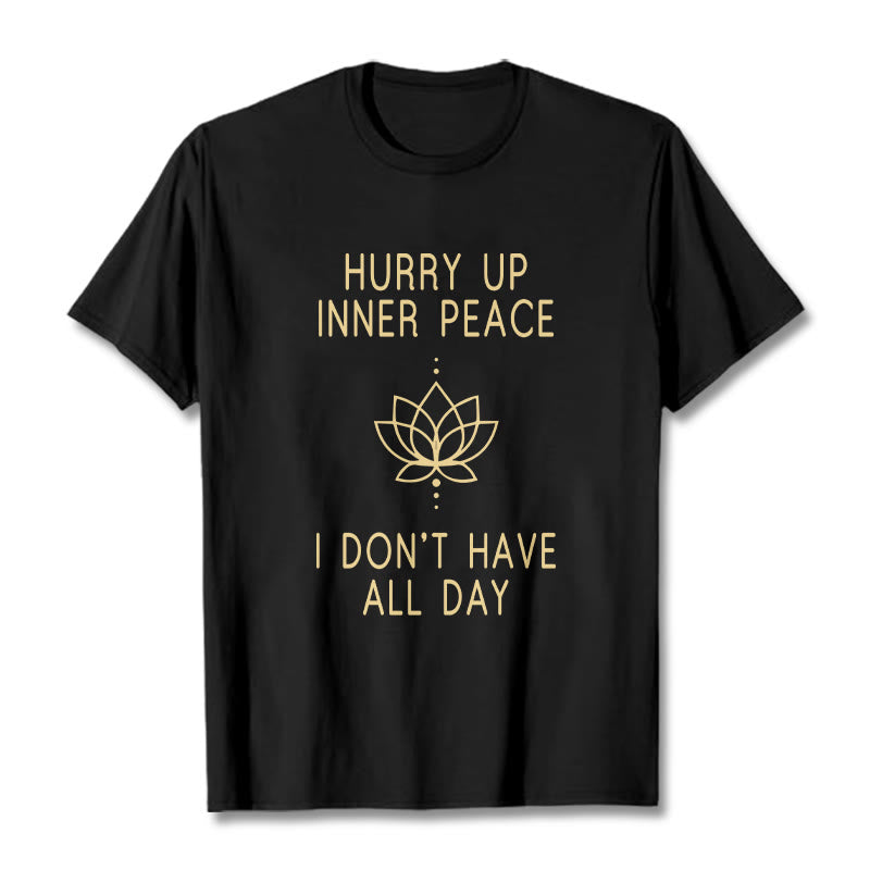 Buddha Stones HURRY UP INNER PEACE Tee T-shirt - Black - Lotus Lines - XXL - image 12