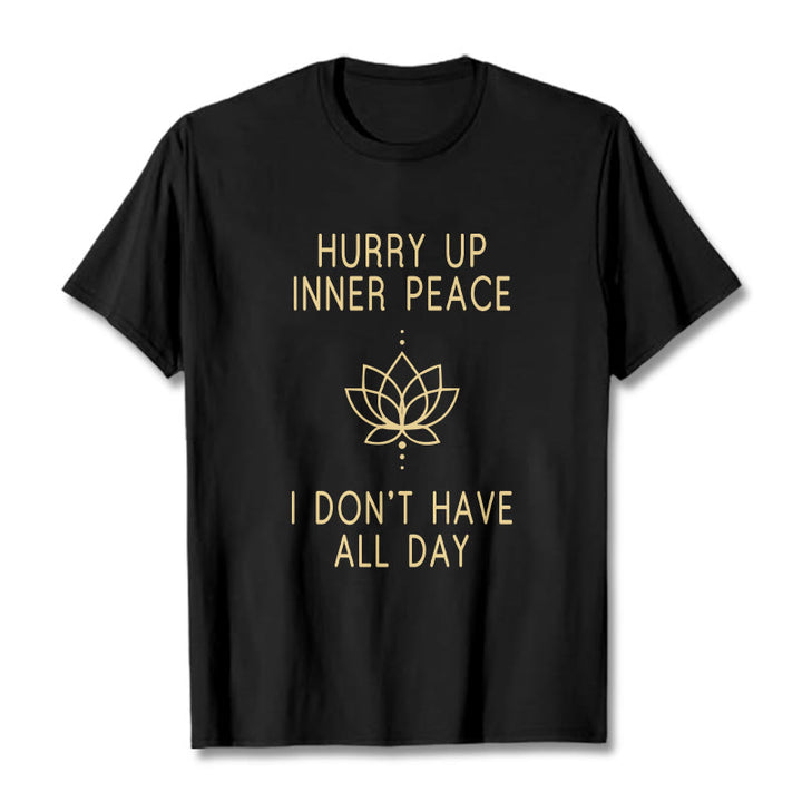 Buddha Stones HURRY UP INNER PEACE Tee T-shirt - Black - Lotus Lines - XXL - image 12
