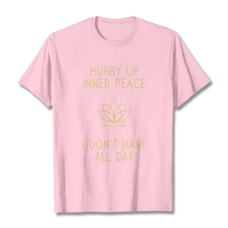 Buddha Stones HURRY UP INNER PEACE Tee T-shirt - LightPink - Lotus Lines - XXL - image 15