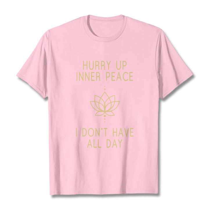 Buddha Stones HURRY UP INNER PEACE Tee T-shirt - LightPink - Lotus Lines - XXL - image 15