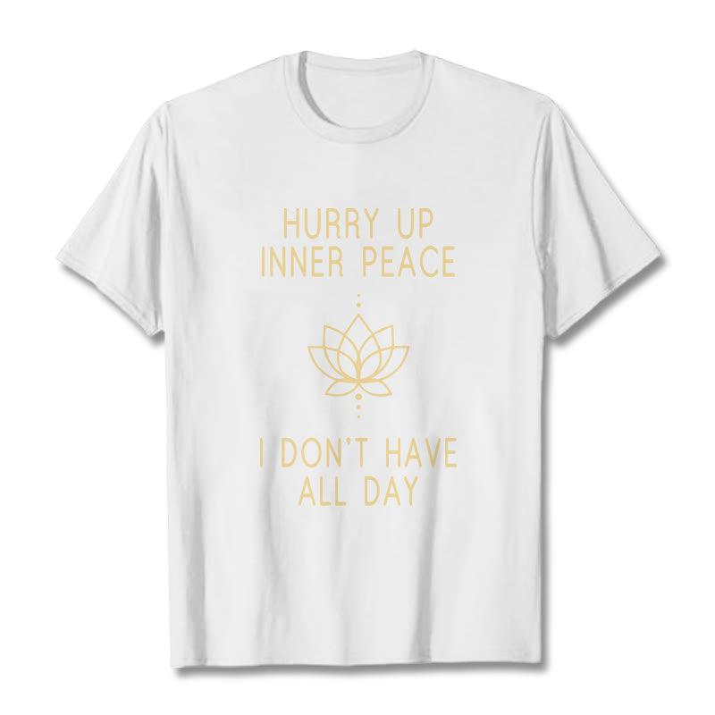 Buddha Stones HURRY UP INNER PEACE Tee T-shirt - White - Lotus Lines - XXL - image 11