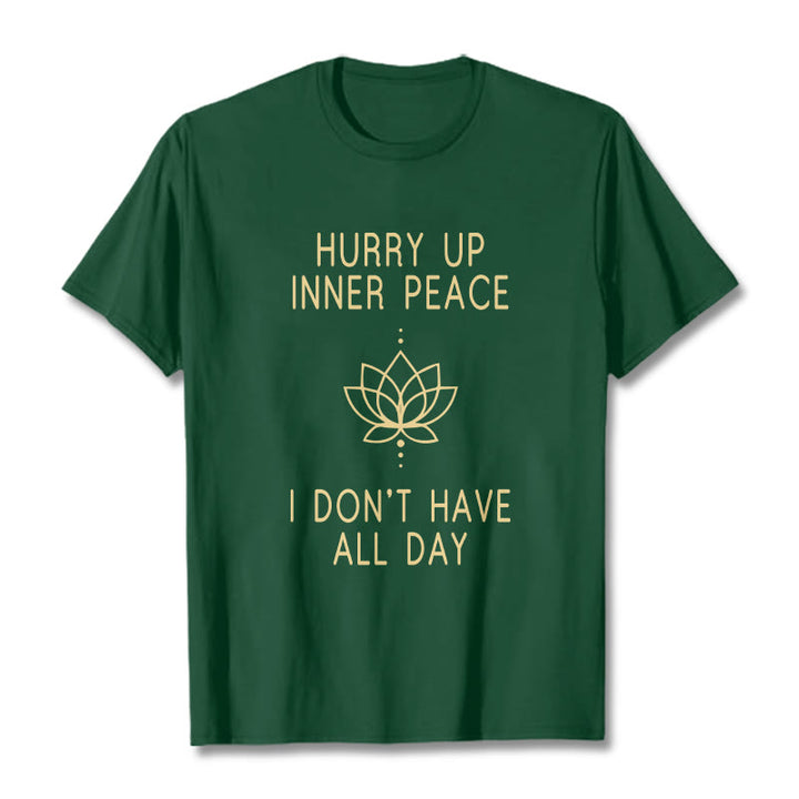 Buddha Stones HURRY UP INNER PEACE Tee T-shirt - ForestGreen - Lotus Lines - XXL - image 14