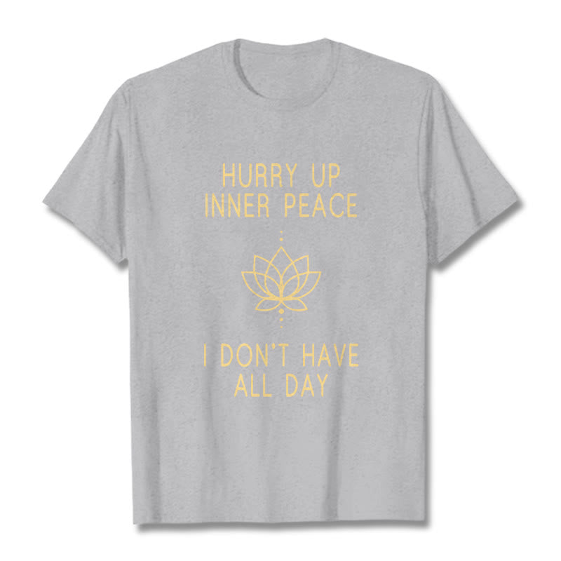 Buddha Stones HURRY UP INNER PEACE Tee T-shirt - LightGrey - Lotus Lines - XXL - image 10