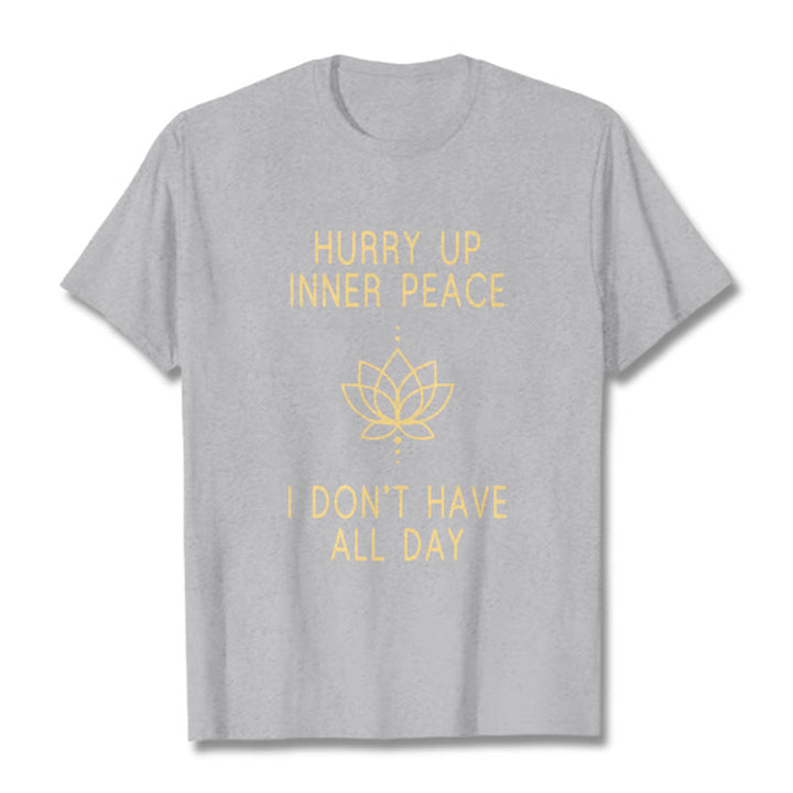 Buddha Stones HURRY UP INNER PEACE Tee T-shirt - LightGrey - Lotus Lines - XXL - image 10