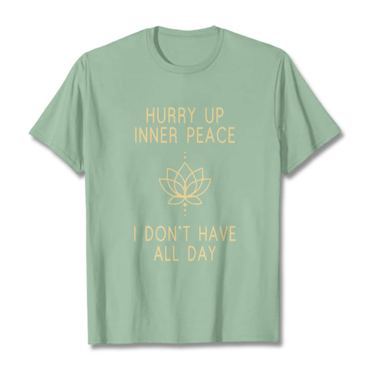 Buddha Stones HURRY UP INNER PEACE Tee T-shirt - PaleGreen - Lotus Lines - XXL - image 16