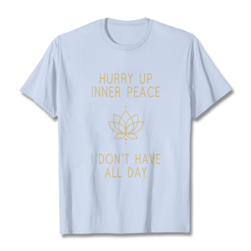 Buddha Stones HURRY UP INNER PEACE Tee T-shirt - LightCyan - Lotus Lines - XXL - image 18