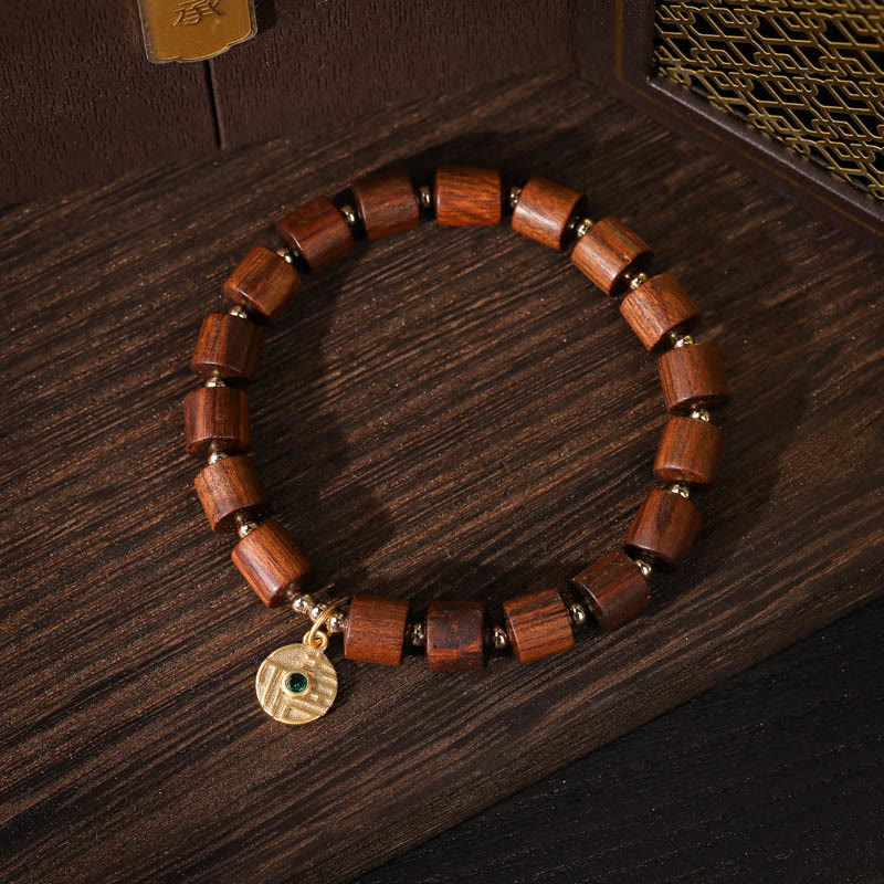 Buddha Stones Natural Rosewood Barrel Beads Warmth Bracelet