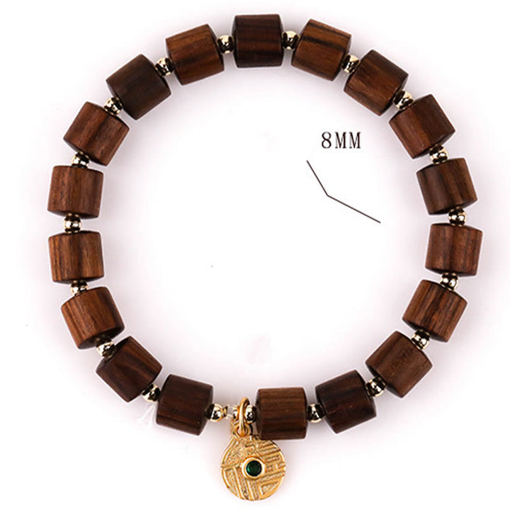 Buddha Stones Natural Rosewood Barrel Beads Warmth Bracelet