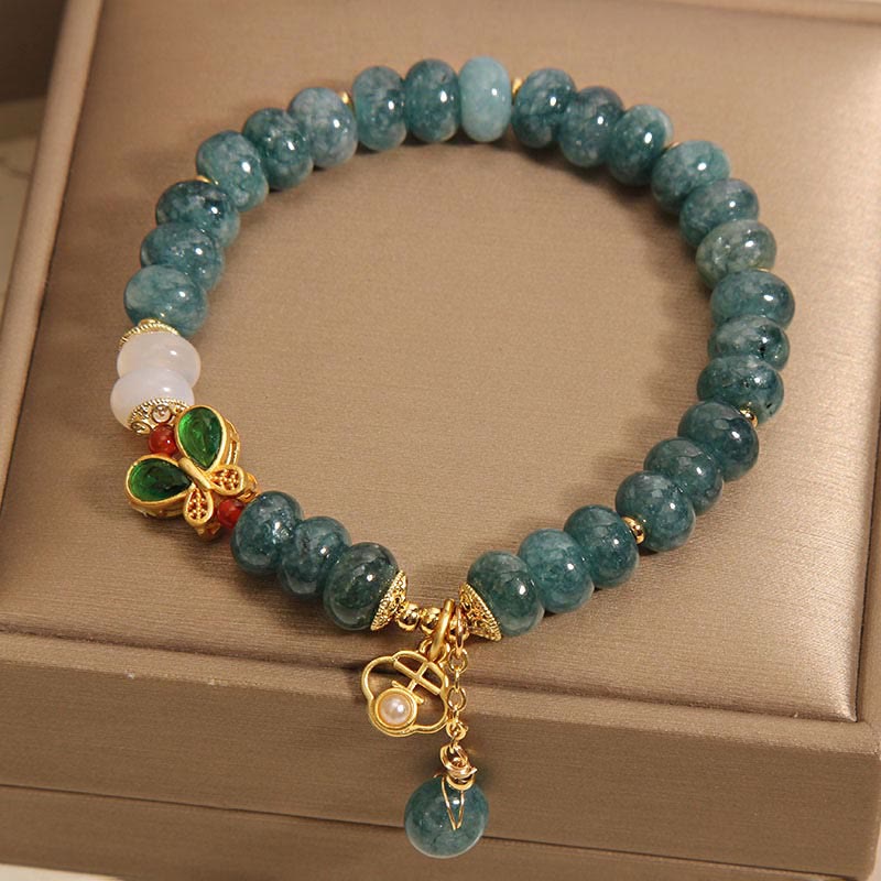 Buddha Stones Jade White Agate Butterfly Abacus Beads Abundance Bracelet