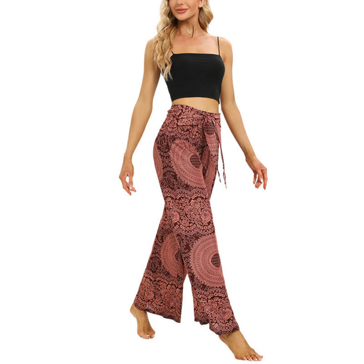 Buddha Stones Boho Lace-up Wide Leg Pants Women's Yoga Pants - image 5