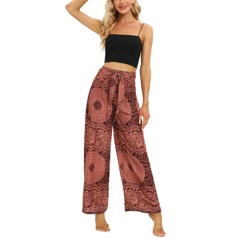 Buddha Stones Boho Lace-up Wide Leg Pants Women's Yoga Pants - image 6