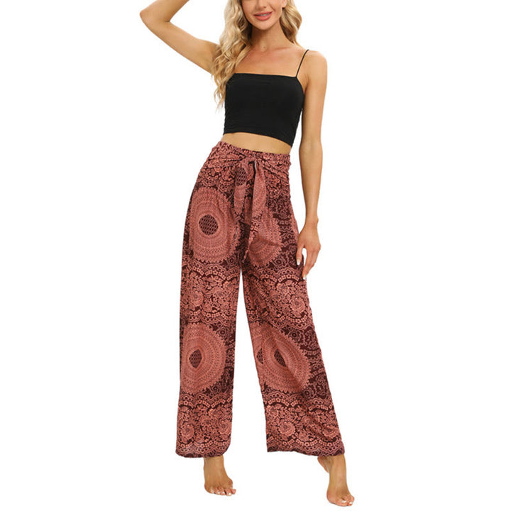 Buddha Stones Boho Lace-up Wide Leg Pants Women's Yoga Pants - image 6