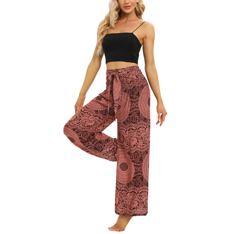 Buddha Stones Boho Lace-up Wide Leg Pants Women's Yoga Pants - image 4