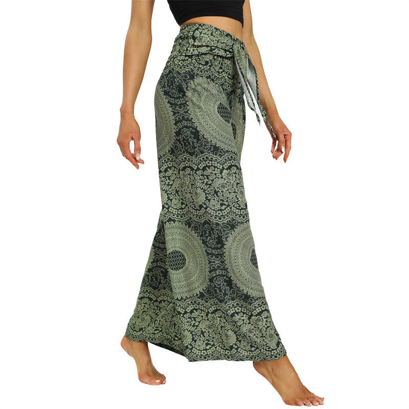 Buddha Stones Boho Lace-up Wide Leg Pants Women's Yoga Pants - image 10