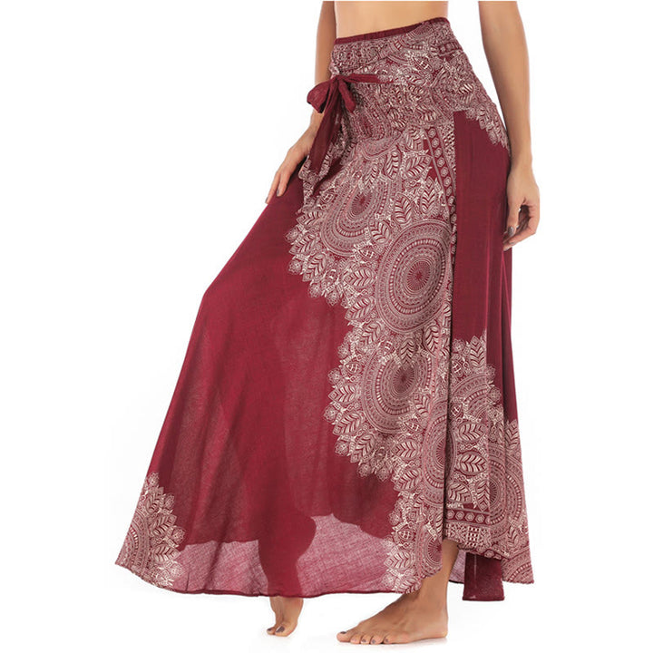 Buddha Stones Two Style Wear Boho Mandala Flower Beach Skirt Dress