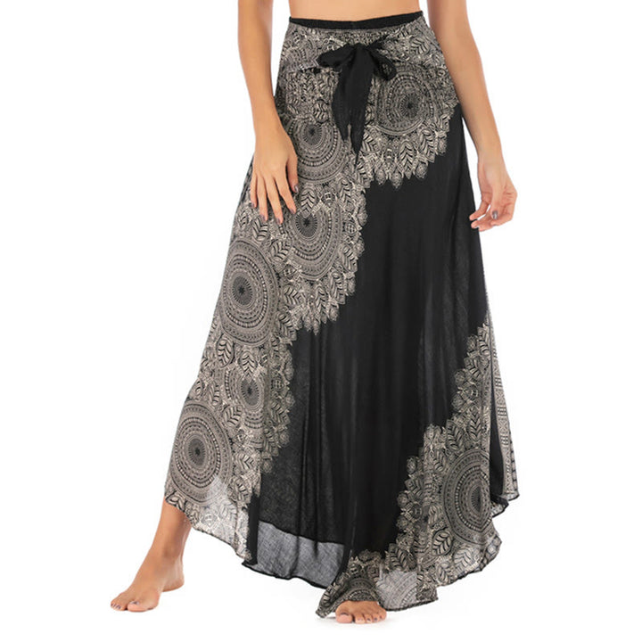 Buddha Stones Two Style Wear Boho Mandala Flower Beach Skirt Dress