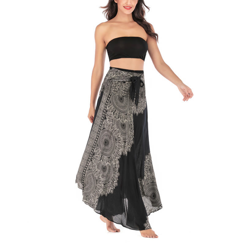 Buddha Stones Two Style Wear Boho Mandala Flower Beach Skirt Dress - image 12
