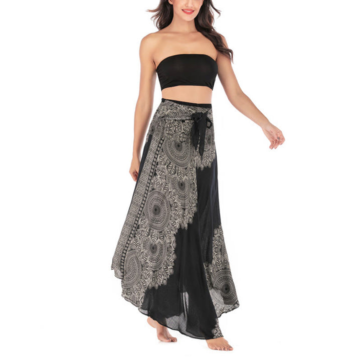 Buddha Stones Two Style Wear Boho Mandala Flower Beach Skirt Dress - image 11